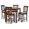 Baxton Studio Alora Grey Upholstered Walnut Brown Finished 5-Piece Wood Pub Set 172-9888-10903 - alternate 1